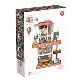 Cocina de Juguete de 72CM con Vapor, Luces y Música, 43 Piezas, Juego de Cocina de Imitación, Color Rojo y Verde, Juego Educativo de Roles - Product Image 6
