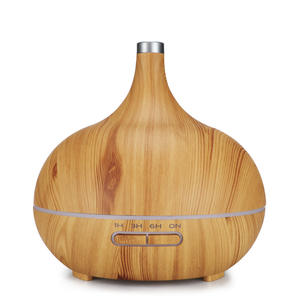 Wood Grain Aroma Diffuser 400ml Ultrasonic Essential Oil <b>Humidifier</b> With Led Light Touch Control For Home Office - Product Image 3