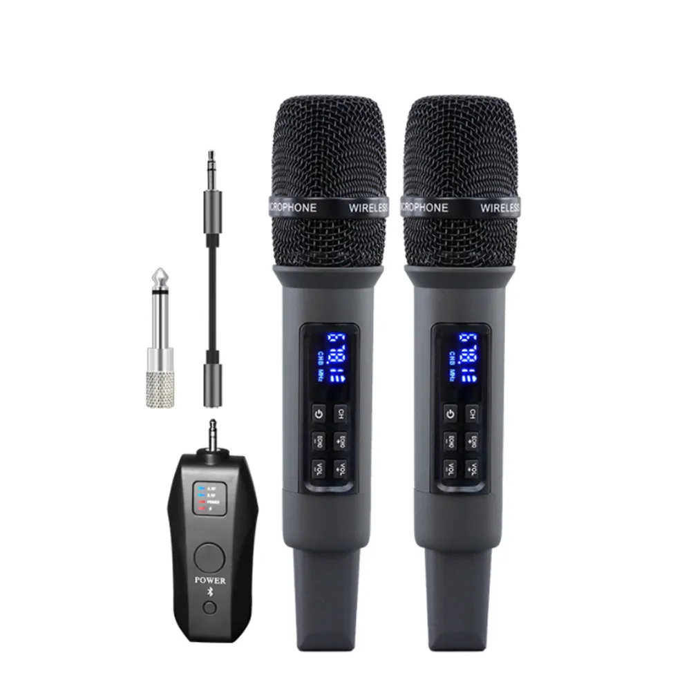 Thiết kế mới có thể sạc lại mic với 3.5 mét BT Reverb xách tay Micro không dây