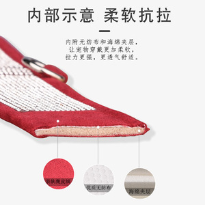 Arnés de pecho para mascotas con diamantes de imitación rosas y correa para pasear perros, ajuste cómodo - Product Image 3