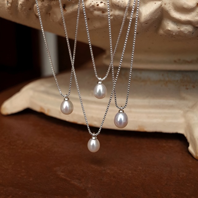 Fine 925 Sterling Silver Pendant Necklaces Gifts Jewelry Elegant White Freshwater Pearl Necklaces for Women
