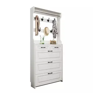 Armoire de rangement à chaussures de Style européen, armoire de rangement à chaussures moderne mince et pliable avec cintres