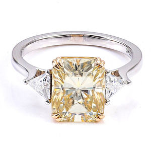 Bagues de bijouterie fantaisie personnalisées en usine, trois pierres, or blanc 10 carats, certificat IGI, bagues en diamant de laboratoire, cadeau de la Saint-Valentin - Product Image 3