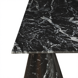 Mesa de Centro Rectangular Moderna Hecha a Mano de Mármol 100% Natural Negro ORRIS LIVING, Patas Cónicas Esculturales, Duradera, Fácil de Limpiar, de Lujo - Product Image 1