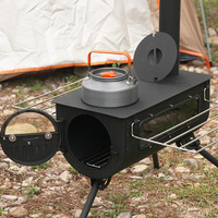 Poêle à bois pliable coupe-vent en acier, vente en gros d'usine, foyer portable d'extérieur, chauffage de camping, cuisson au bois