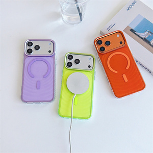 Funda para Teléfono Móvil con Degradado Fluorescente y Ondas para iPhone 17 16 15 14 13 Pro Max, Carcasa Trasera Magnética Corrugada IMD - Product Image 3