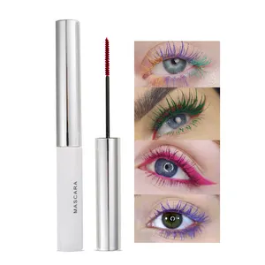 Logo personalizzato in Silicone spessa spazzola sottile verde lunga durata 3D 4D Mascara impermeabile Private Label rosa viola Mascara