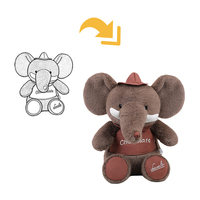 Joli éléphant en peluche marron avec chapeau, jouet en peluche doux, service de conception personnalisée pour les cadeaux de filles