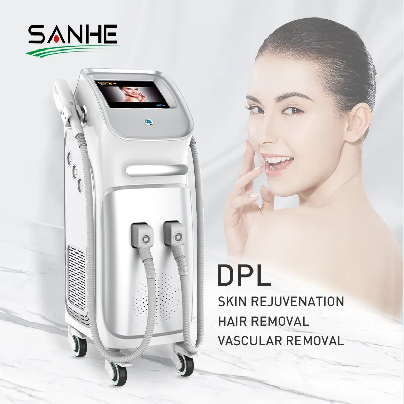 Máquina de remoção de pelos de ipl, dispositivo de rejuvenescimento da pele de fóton, máquina dupla de punho dpl