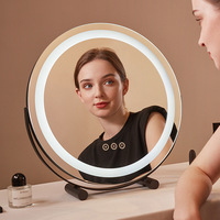 Miroir de maquillage LED avec bande lumineuse LED, éclairage rond à 3 tons, miroir de vanité à intensité variable en continu