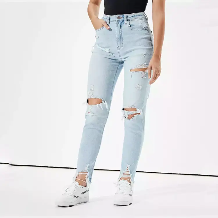 New styles light blue vintage fashion denim jeans slim mom jeans women jeans pants