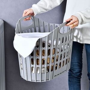Panier à linge pliable avec poignée, en plastique durable, rectangulaire, respirant, léger, organisateur pour la maison et la salle de bain - Product Image 2