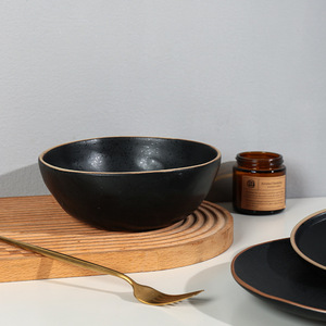 Black Xw Shadow Black Series <b>Light</b> Luxury Retro Hot Pot Barbecue Plate for Restaurant Cold Dish Fast Food Ceramic Tableware - Product Image 1