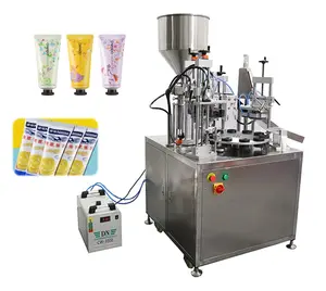 Yeto High Efficiency Ten Heads Rotary Ultrasonic Cosmetic Cream Sauce AB Glue Aluminum tube Filler Sealing folding Machinery