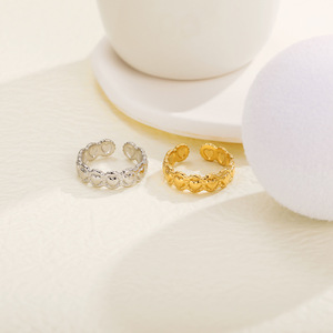 Bague d'amour de conception ouverte de mode <span class=keywords><strong>simple</strong></span> bague d'amour en acier inoxydable pour femme plaquée or sans décoloration bague en forme de coeur d'amour pour les femmes - Product Image 2