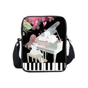 Sac messager/bandoulière en polyester imprimé notes de piano colorées, simple face, pour garçons/filles, meilleur cadeau, dessin animé 3D, décontracté - Product Image 1