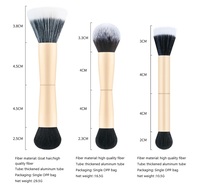 Pinceaux de maquillage professionnels à double extrémité pour le visage, pour estomper le fond de teint liquide, le correcteur, le blush, ensemble de pinceaux de maquillage vegan pour le fond de teint