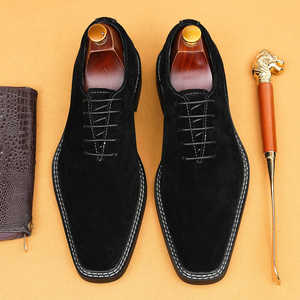 Zapatos Oxford de Vestir para Hombre, Negros, de Ante Sintético, con Punta en Pico, con Cordones, Color Sólido, Formales, para Todas las Temporadas, Suela de Goma, Envío Directo - Product Image 2