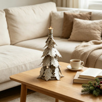 Support de bougie rustique en fer en forme de feuille d'arbre, chandelier décoratif pour bougie conique, pour la décoration de table, de maison et de cheminée en fêtes