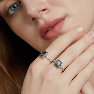 Anello con Agata Muschiata Naturale Taglio Smeraldo in Argento <span class=keywords><strong>Sterling</strong></span> 925 con Design a Foglia, Gioiello di Fidanzamento Vintage da Donna, Idea Regalo - Product Image 6