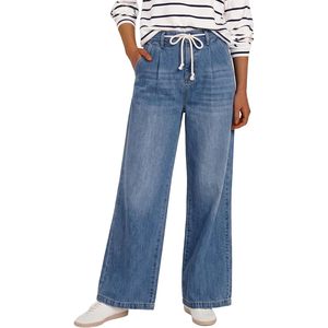 Anrabess Jeans de pierna ancha para mujer, pantalones vaqueros de cintura alta con cordón, ajuste informal y relajado con bolsillos - Product Image 1