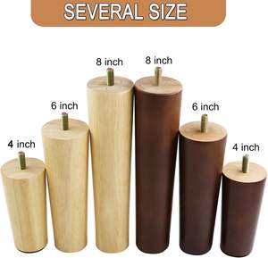 Pieds de meubles en bois marron, pieds de remplacement en bois avec boulons filetés de 5/16'' pour canapé, fauteuil, armoire - Product Image 5