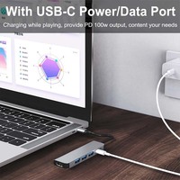 Hub USB Type C 5 en 1, HDTV 4K, station d'accueil USB 3.0, adaptateur de charge PD 100W, hub USB C pour Mackbook, ordinateur portable