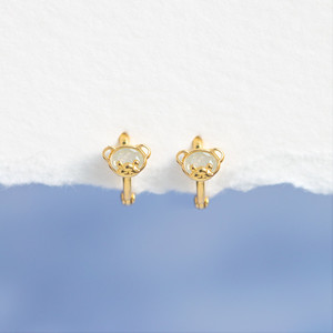 Versione coreana di Little Bear orecchini squisiti e compatti orecchini in zircone placcato oro 18k per ragazze - Product Image 1