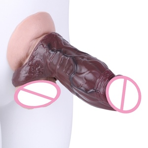 Manchon de pénis réaliste creux en silicone souple, pour l'agrandissement du pénis et le retard de l'éjaculation - Product Image 2