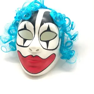 Masque de Clown bleu en plastique PVC Halloween masque de Clown d'horreur effrayant