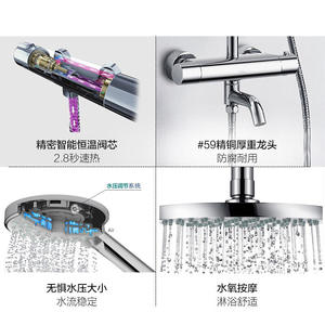 Juego de Ducha Termostático, Cabezal de Ducha de Lluvia de Cobre con Función de Masaje, Rociador Superior Moderno para Baño - Product Image 3