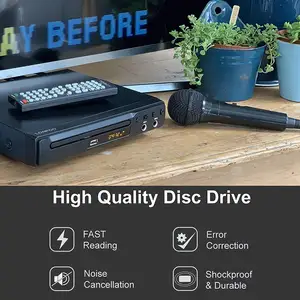 LONPOO เครื่องเล่น DVD HD,ใช้ในบ้านพร้อมแจ็คคาราโอเกะ