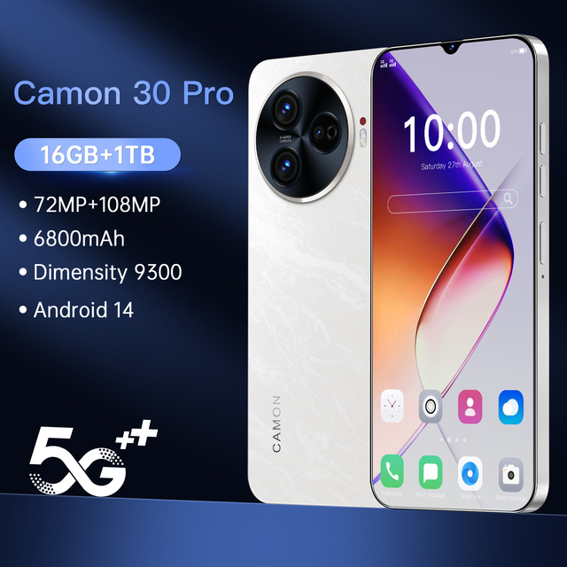 Camon 30 Pro 6.8-inch 16GB+1TB Dual SIM Card 5G Smartphone Support English German French Spanish Language Multi-Language