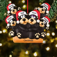 Pendentif familial ours noir en résine de haute qualité, créatif et mignon, pour décoration de sapin de Noël, fournitures de cadeaux de fêtes