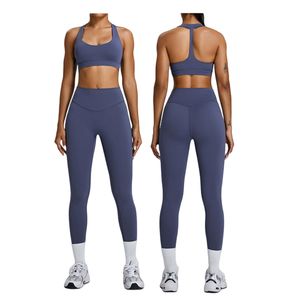 Ensemble de Yoga doux respirant pour femmes soutien-gorge à col en V élastique haut ensemble de Leggings de gymnastique taille haute ensemble de Leggings à séchage rapide pour femmes - Product Image 1