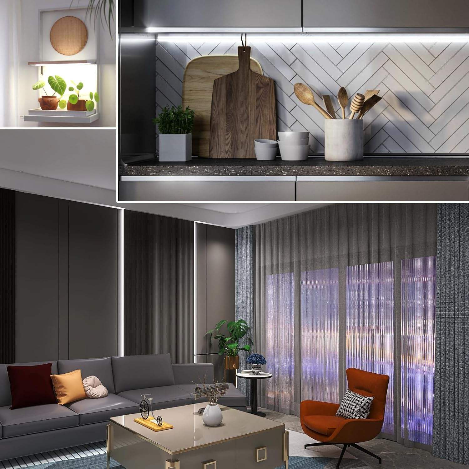 COB LED Strip Lights 24V Dimmable 600leds Double Row Flexible LED Rope Lights for Bedroom with Remote Living Room Shelf Cabinet