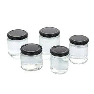 Hot Sale Clear Round Wide Mouth Glass Jar Canning Jars For Honey Jam Pickle Sauce with Metal Lid 250 ml 500 ml 8 oz 16 oz
