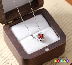 9 Simple 6mm Round Cut Multi Color Gems Halo Necklaces 925 <b>Sterling</b> <b>Silver</b> Natural Stone Waterproof Jewelry For Women - Product Image 2