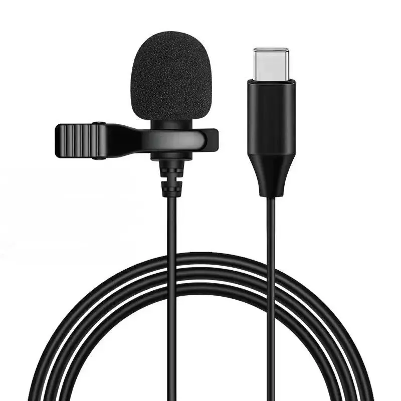 Mini USB Type C Microphone For Mobile Phone Laptop Speaking Vocal Audio Type-C Microfon 1.5m Lavalier Microphone