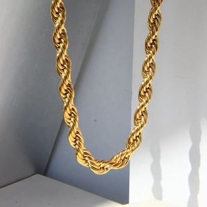 Xinfly Custom Summer Fine Jewelry Necklace <b>Thick</b> Pure 18K Real Yellow Gold Twisted Au750 <b>Rope</b> Link Chain Trendy Wedding Gift - Product Image 4