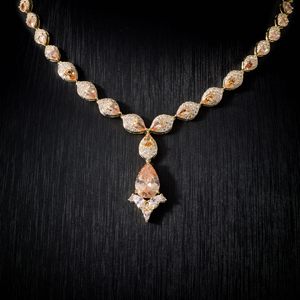 Conjunto de Joyería de Collar para Mujer con Baño de Rodio, Corte de Pera, Color CZ, Circonita Cúbica, Estilo Clásico y Elegante de Dubái, Accesorios para <span class=keywords><strong>Novia</strong></span> - Product Image 2