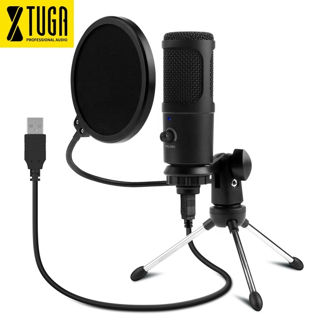 XTUGA K30 Professional Wired Studio Recording Karaoke Tripod Stand Desktop Live Broadcast USB Gaming Mic Condenser Microphone
