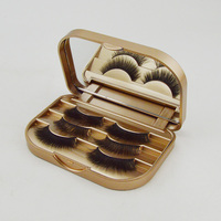 Nouveau design 3 paires de boîtes de faux cils boîte d'emballage de cils personnalisés vide fausse bande cils plateaux étui à cils de voyage avec miroir