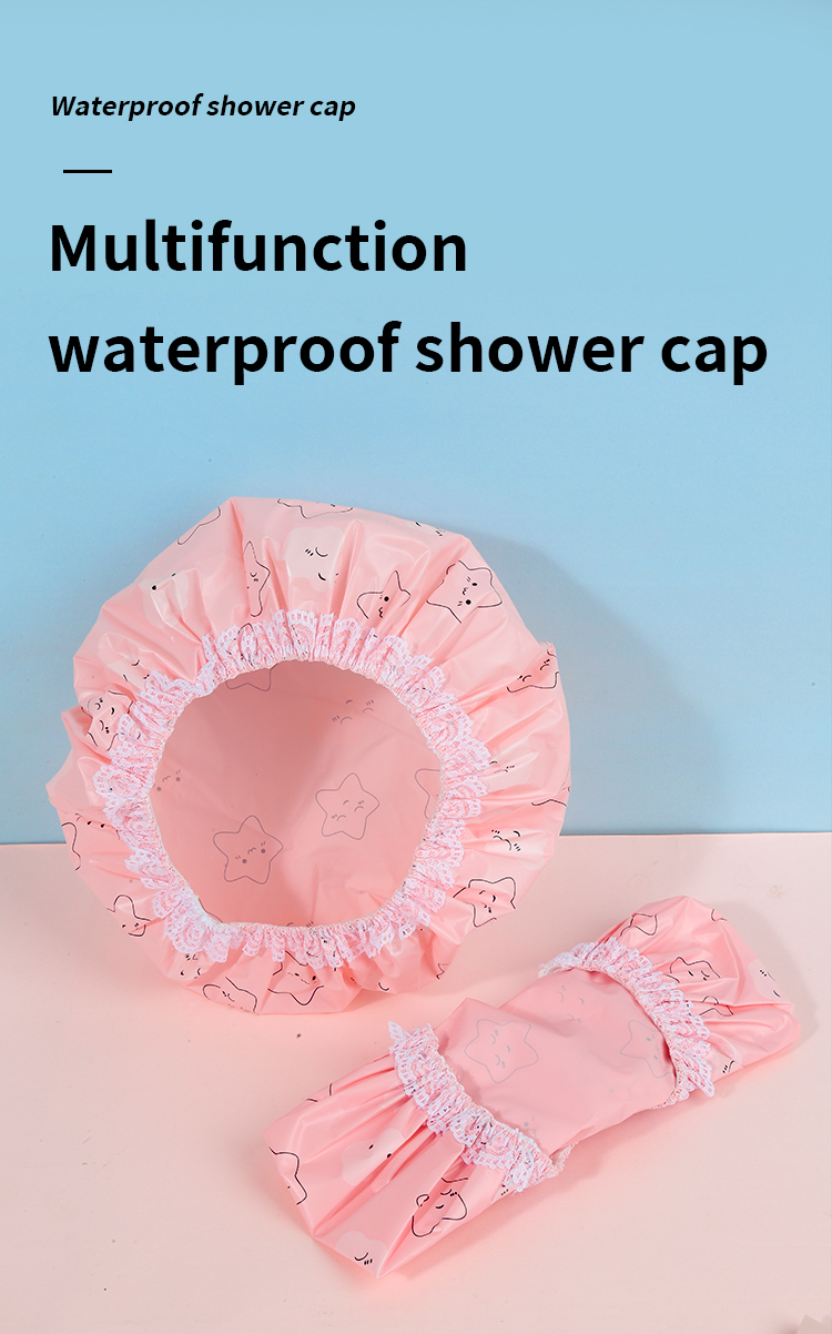 Silubi Cheap Price Eco Friendly Pink Eva Shower Cap Plastic Shower Caps For Women Waterproof Large Custom Shower Caps S629