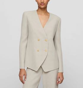 Chaqueta corta de punto sólido con doble botonadura para mujer, trajes y blazers - Product Image 2