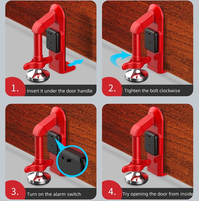 Home Security Portable Entry Alarm Personal Security Anti Theft Travel Door Stop Alarm Stopper with 80dB Sound · image 4
