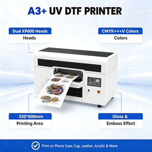 Machine d'impression UV DTF A3 Plus avec deux têtes XP600, laminateur à circulation d'encre blanche rotative et film AB - Product Image 1
