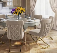 Chaise de salle à manger moderne de luxe en velours et acier inoxydable Chaise de mobilier pour hôtel et restaurant