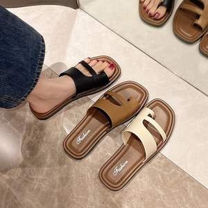 New summer <b>slip</b>-on sandals for <b>women</b>, fashionable outdoor flip-flops retro simple classic single-strap sandals for outdoor use. - Product Image 1