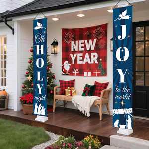 Couplet de Noël 1,80 m (6 pi) en tissu polyester, lot de 2 pièces, pour décoration de porte et de maison, articles de fêtes - Product Image 4